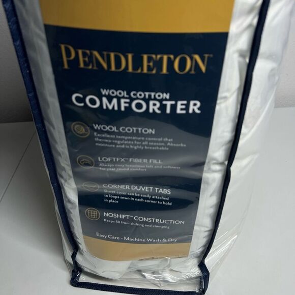 Pendleton Wool Cotton Queen Comforter  White Rare NWT - Picture 6 of 6